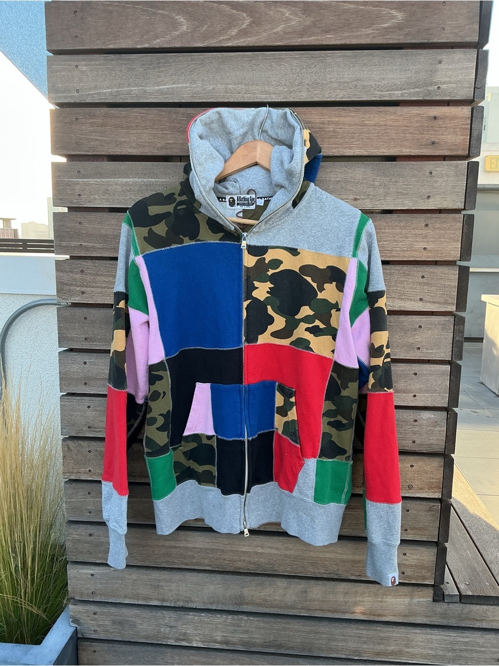 Bape Patchwork Camo Full-Zip Hoodie | Size Large